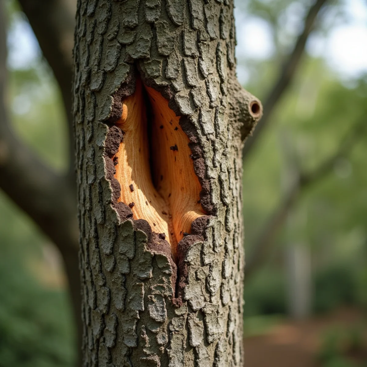 Bradford pear tree split completely down center trunk after thunderstorm winds