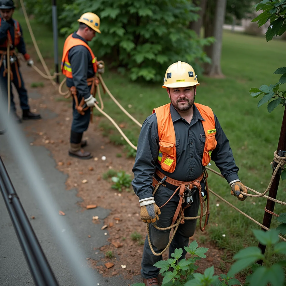 Downed power lines safely cordoned off while awaiting Duke Energy line de-energization
