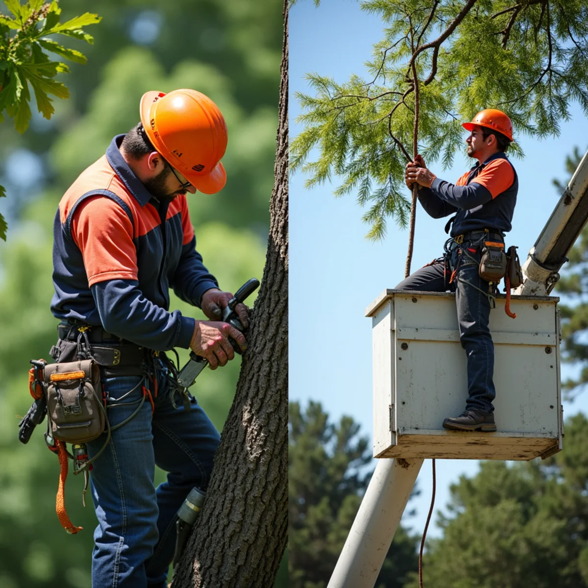Comparison of proper branch collar cutting vs improper flush cuts on tree limb