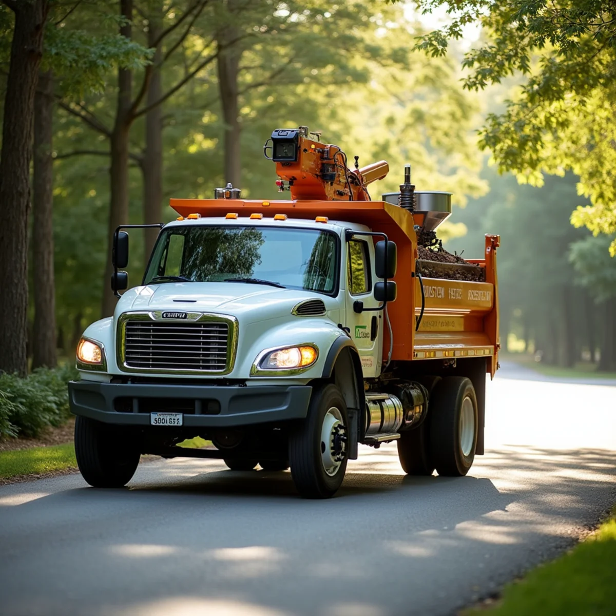 Race City Tree Crew dispatched bucket truck and arborist equipment in Mooresville NC