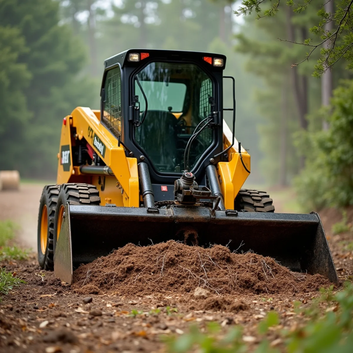 Heavy tracked forestry mulcher clearing underbrush on Iredell County lot